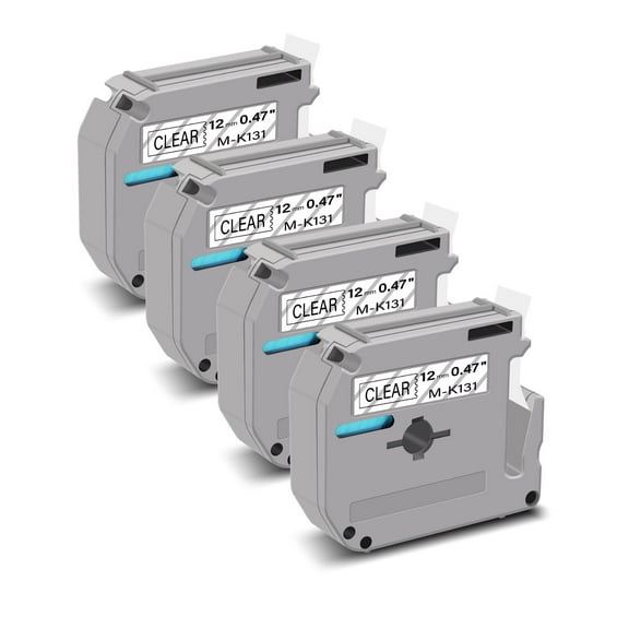 GREENCYCLE 4PK Compatible for Brother P-touch M Tape MK131 M-K131 M131 12mm 0.47" Black on Clear for Brother PT-100 PT-M95 PT-90 PT-70 PT-65 PT-85 Label Maker Refills