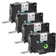 GREENCYCLE 4PK Compatible for Brother P-touch Black on White 24mm TZ TZe TZe-S251 TZ-S251 TZ-251 TZe-251 Extra Strength Laminated Label Tape