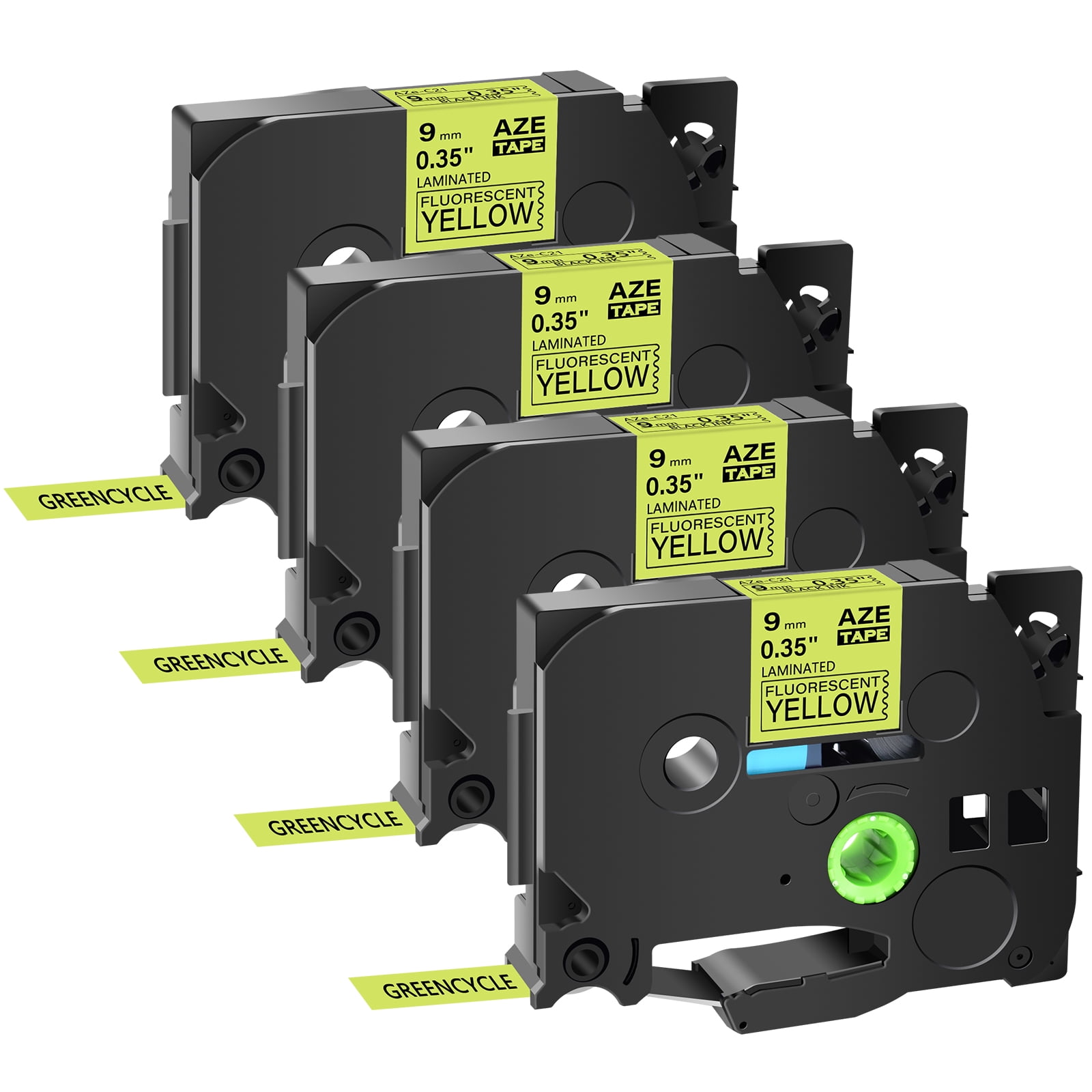 GREENCYCLE 4PK Compatible for Brother P-touch TZe-C21 TZ-C21 9mm 0.35 ...