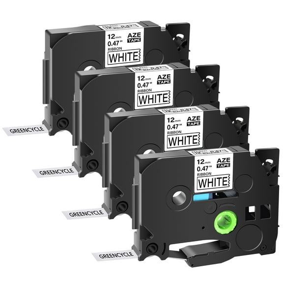 GREENCYCLE 4PK Compatible for Brother P-touch TZe-R231 TZ-R231 Black on White 12mm 0.47" Satin Ribbon Embellish Fabric Label Tapes