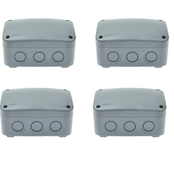 GREENCYCLE 4PK Outdoor Junction Box ABS Plastic Dustproof IP66 Waterproof Universal Electrical Boxes Project Enclosure Grey 4 7/8" 3 1/4" 2 1/4" inch (125x86x62mm) fit 20mm Cable Gland for Outdoor Use