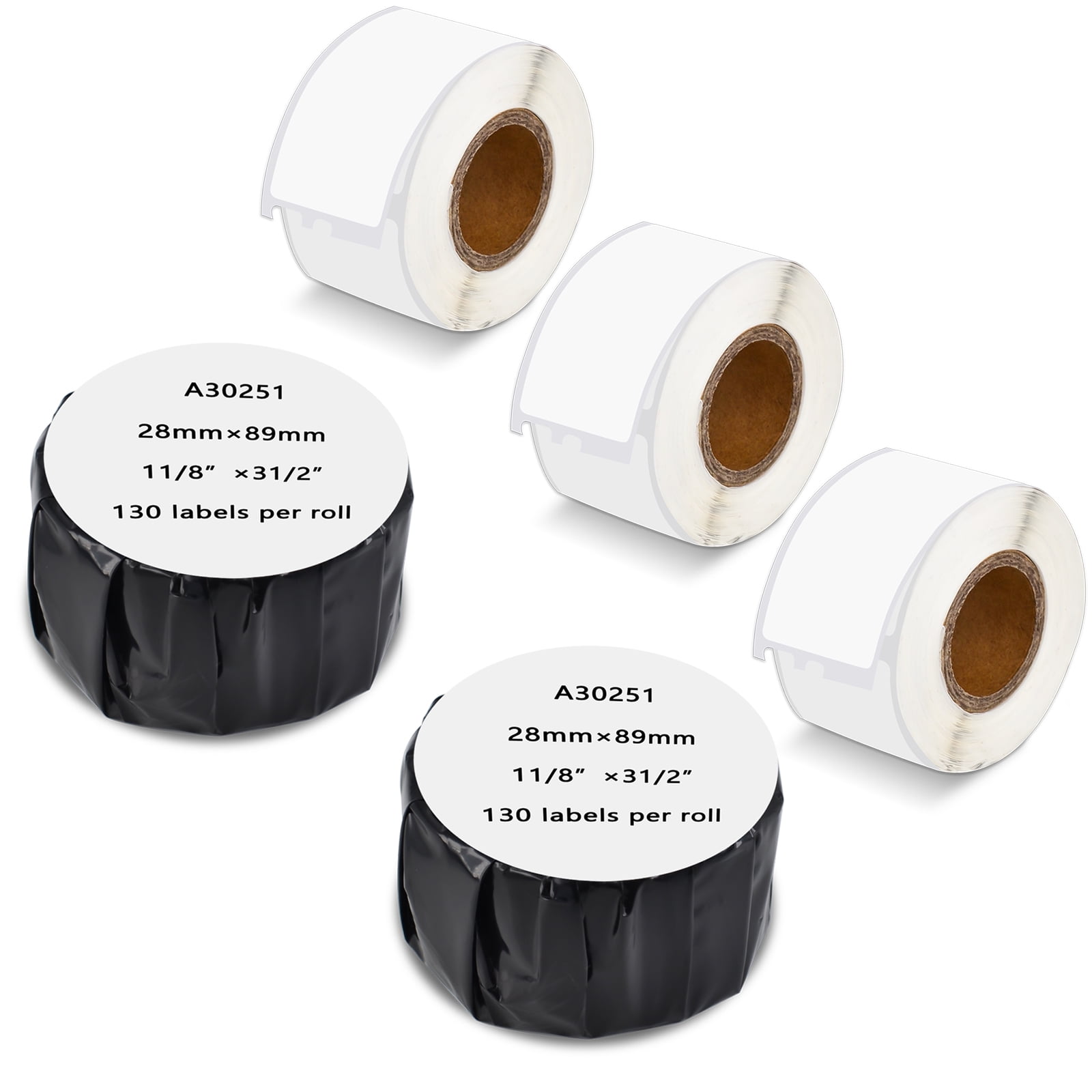 GREENCYCLE (5 Roll/ 130 Labels per Roll) Compatible for Dymo 30251 1-1/8" x 3-1/2" Die-Cut White Address Shipping Paper Label