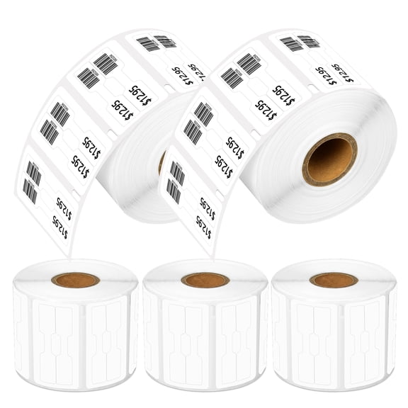 GREENCYCLE 5 Roll (1500 Labels/Roll) White Jewelry Price Tag 2-up Labels Barbell Style Labels Compatible for Dymo 30299 3/8" x 3/4" (10mmx19mm) LabelWriter Printer,BPA Free