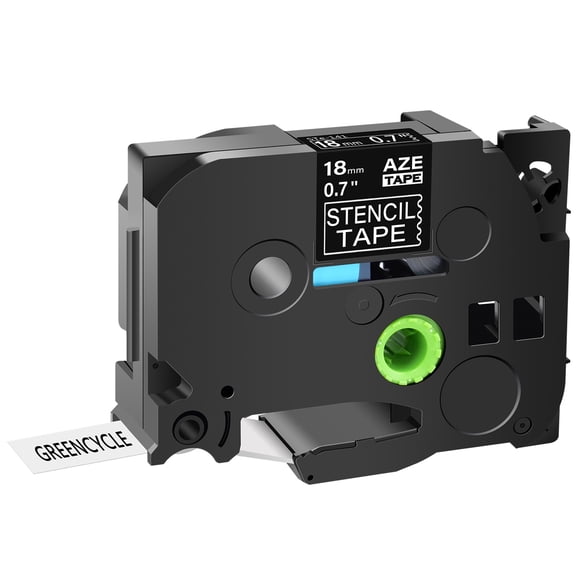 GREENCYCLE 50 Pack Compatible for Brother P-Touch STE Label Tape STe-141 ST-141 STe141 ST141 Black on Clear Mobile Stencil Tape use in PT-D450 PT-E500 PT-D600 (3/4"x 9.8'',18mm x3m)