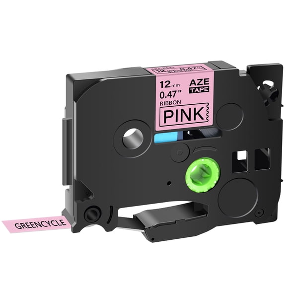 GREENCYCLE 50PK Compatible for Brother P-touch TZe-RE31 TZ-RE31 Black on Pink 12mm 0.47" Satin Ribbon Embellish Fabric Label Tapes