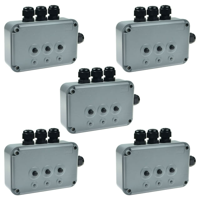 GREENCYCLE 5PC 15A 125VAC 3Gang Power Control Switch Junction Box
