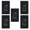 thumbnail image 1 of GREENCYCLE 5PK 20A / 125V Tamper Resistant Weather Resistant GFCI Outlets with LED Indicator Decorative Wall Plates Screws Included Residential and Commercial Grade ETL Certified black, 1 of 10