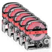 GREENCYCLE 5PK Black on Red Label Tape Compatible for EPSON LK-4RBP LC-4RBP9 SC12RW 12mm 1/2x 8m 26.2ft LabelWorks Printer