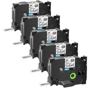GREENCYCLE 5PK Compatible for Brother P-touch Black on Clear 18mm TZ TZe TZe-141 TZ-141 TZe141 TZ141 Laminated Label Tape