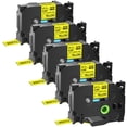 thumbnail image 1 of GREENCYCLE 5PK Compatible for Brother P-touch HSE-641 HS-641 HSe641 HS641 17.7mm 0.69" Black on Yellow Heat-shrink Label Tape, 1 of 8