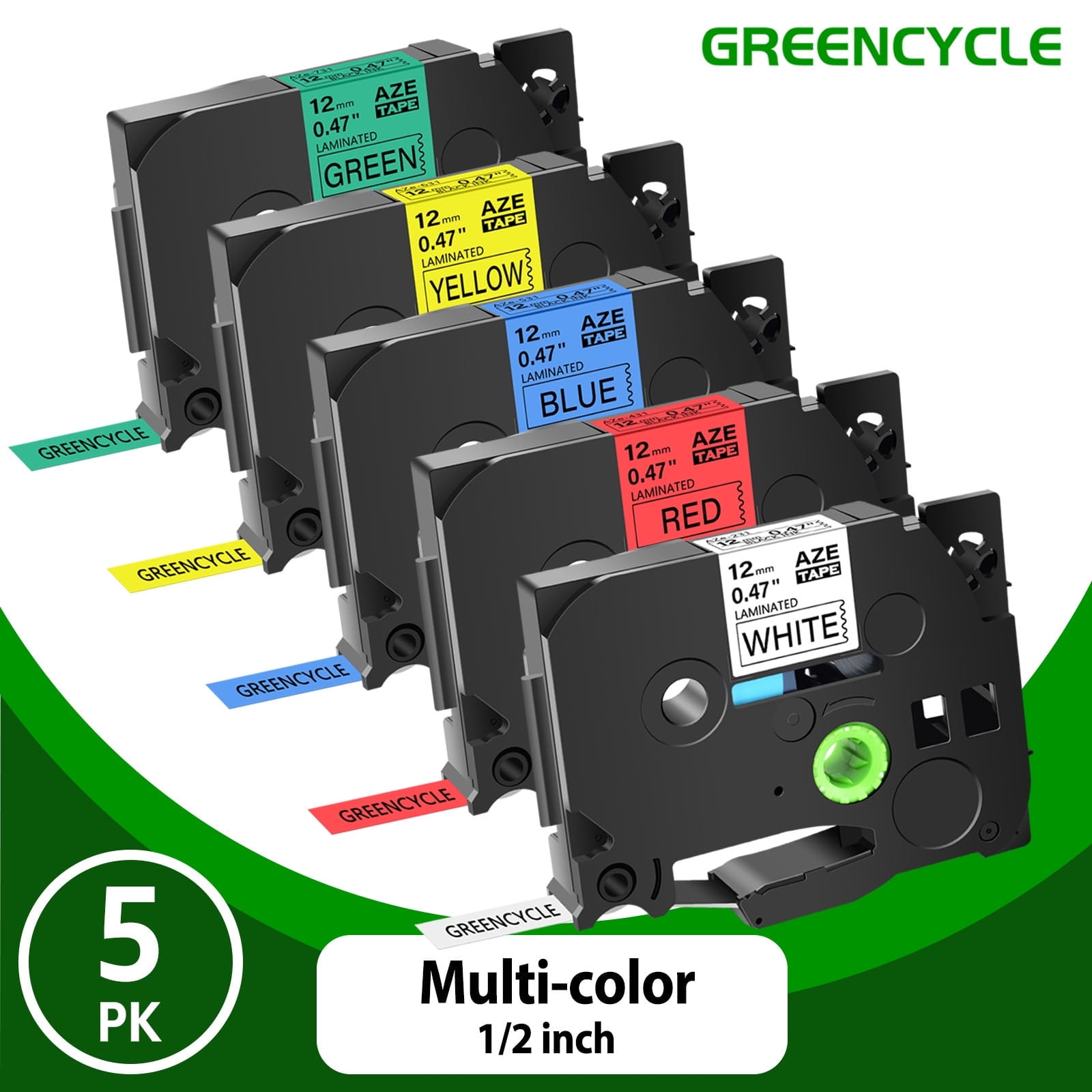 GreenCycle Compatible Laminated Label Tape 12mm Black on Clear