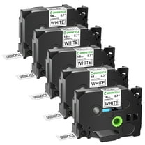 GREENCYCLE 5PK Compatible for Brother P-touch TZe-241 TZe241 TZ-241 TZ241 0.7'' 18mm Black on White Label Maker Tape