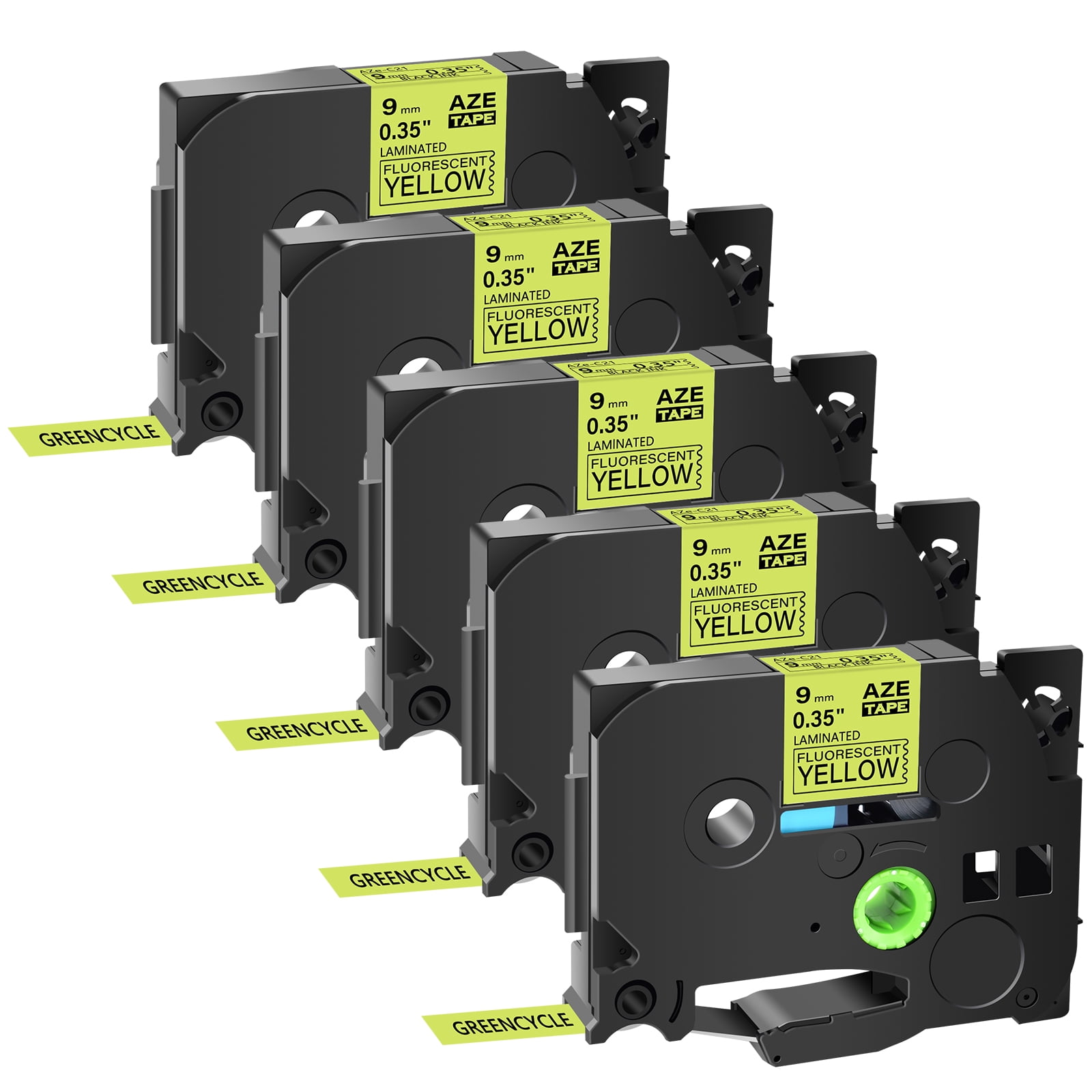 GREENCYCLE 5PK Compatible for Brother P-touch TZe-C21 TZ-C21 9mm 0.35 ...