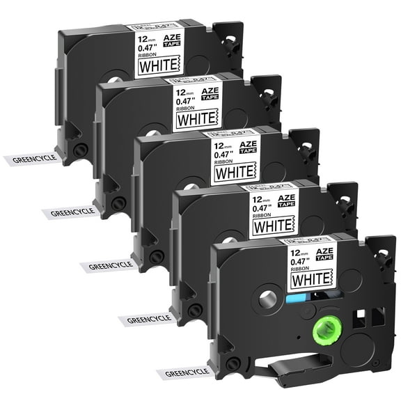 GREENCYCLE 5PK Compatible for Brother P-touch TZe-R231 TZ-R231 Black on White 12mm 0.47" Satin Ribbon Embellish Fabric Label Tapes