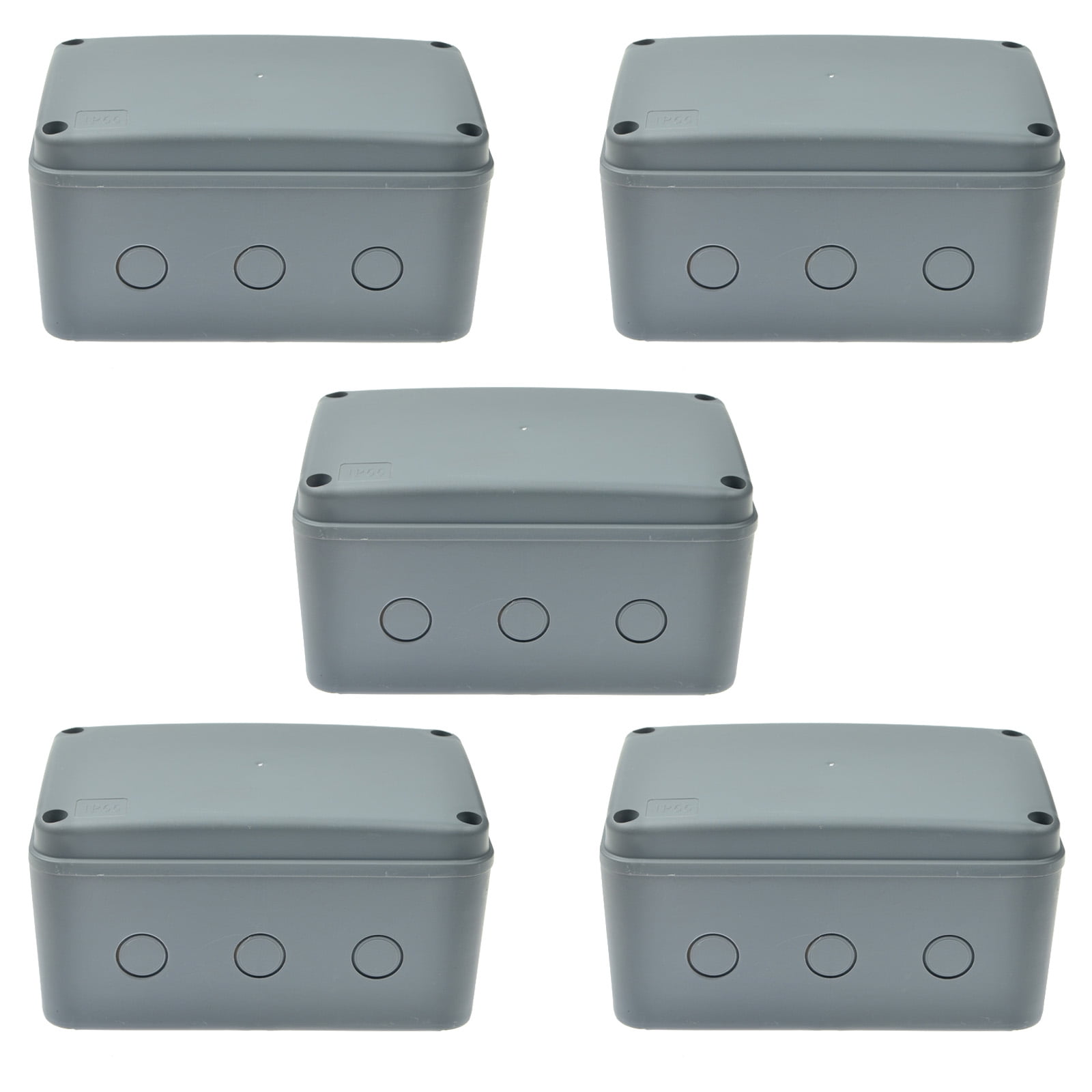 GREENCYCLE 5PK Junction Box ABS Plastic Dustproof Waterproof IP66 External Universal Electrical Project Enclosure Grey 7 1/8” x 4 1/2 ”x 4“ inch（181x111x100 mm） fit 20mm Cable Gland for Outdoor Use