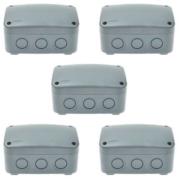 GREENCYCLE 5PK Outdoor Junction Box ABS Plastic Dustproof IP66 Waterproof Universal Electrical Boxes Project Enclosure Grey 4 7/8" 3 1/4" 2 1/4" inch (125x86x62mm) fit 20mm Cable Gland for Outdoor Use
