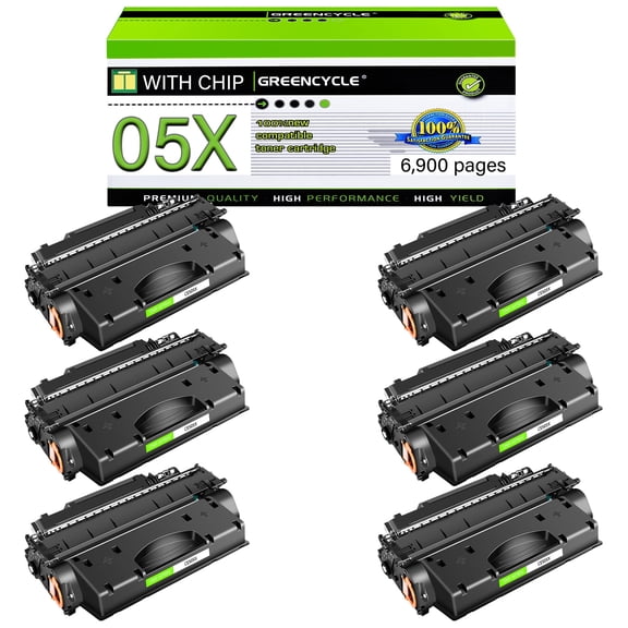 GREENCYCLE 6 Pack Compatible CE505X Black Toner Cartridge Replacement for 05X High Yield Toner Use with Laserjet P2050 P2055 P2055d P2055dn P2055x Series Printer