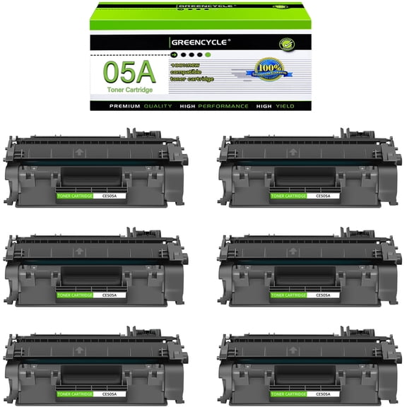 GREENCYCLE 6 Pack Compatible 05A CE505A Black Toner Cartridge Replacement for Laserjet P2035 P2035N P2055DN 2035N Printer