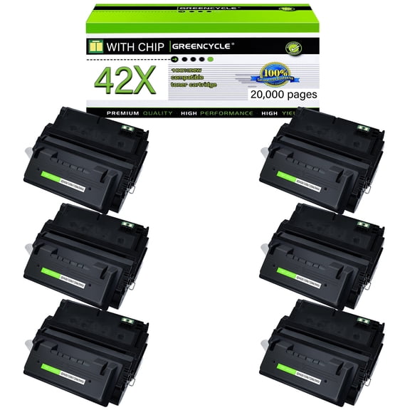 GREENCYCLE 6 Pack Compatible for 42X Q5942X Black Toner Cartridge Replacement with Laserjet 4250 4250dtn 4250dtnsl 4250n 4250tn 4350 4350dtn 4350dtnsl 4350n 4350tn Printer