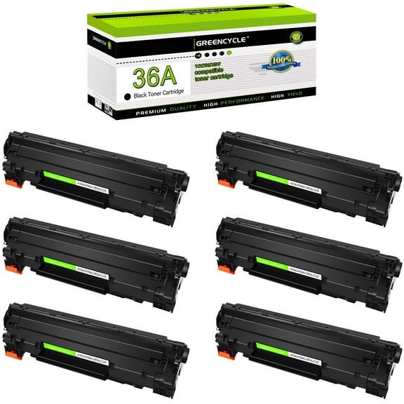 GREENCYCLE 6 Pack Compatible for HP 36A CB436A Black Toner Cartridge Replacement with HP Laserjet M1522n M1522n MFP P1505n M1120 MFP Printer