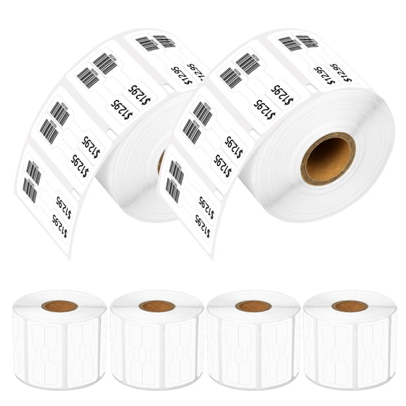GREENCYCLE 6 Roll (1500 Labels/Roll) White Jewelry Price Tag 2-up Labels Barbell Style Labels Compatible for Dymo 30299 3/8" x 3/4" (10mmx19mm) LabelWriter Printer,BPA Free