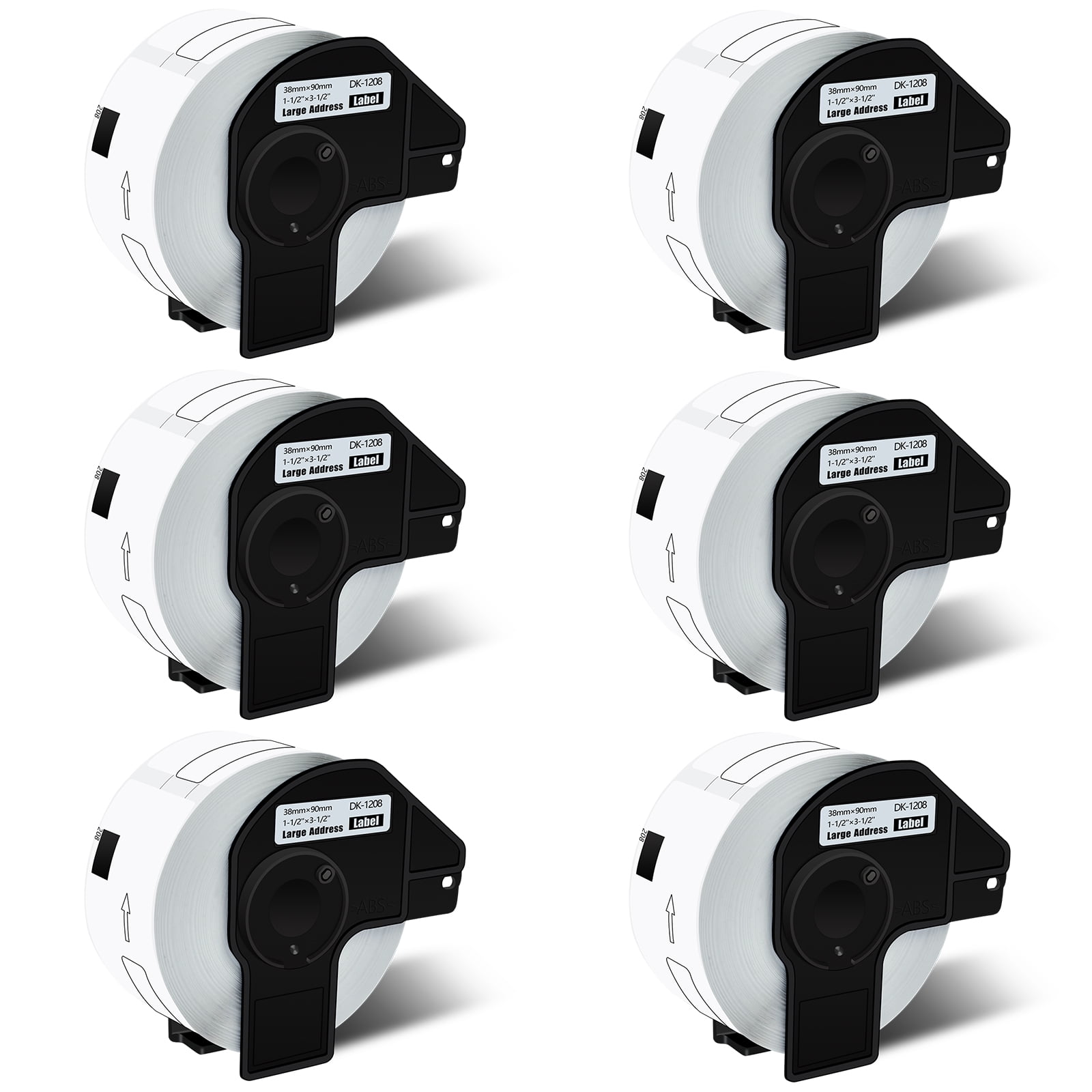 GREENCYCLE 6 Roll 38mm(1-1/2")x 90mm(3-1/2") Large Address Label Tape Compatible for Brother DK1208 DK-1208 with Cartridge Used in QL-500 QL-550 QL-570 QL-700 QL-800 Printer