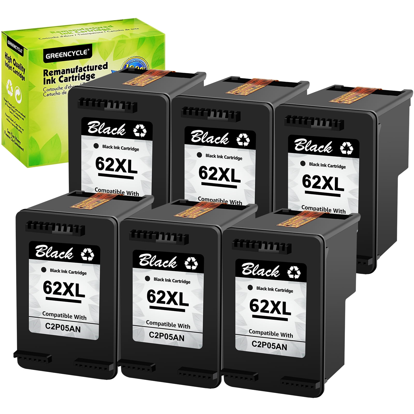 GREENCYCLE 62XL Ink Cartridges Replacement for HP High Yield 62 XL ...