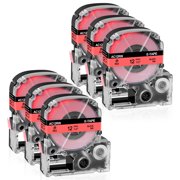 GREENCYCLE 6PK Black on Red Label Tape Compatible for EPSON LK-4RBP LC-4RBP9 SC12RW 12mm 1/2x 8m 26.2ft LabelWorks Printer