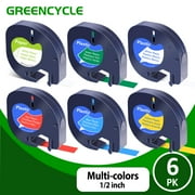 GREENCYCLE 6PK Compatible for Dymo Letratag Refills 91330 91331 91332 91333 91334 91335 Paper & Plastic 1/2" 12mm Label Tape for LetraTag Plus LT100H LT100T Label Maker