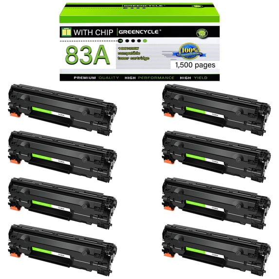 GREENCYCLE 8 Pack Compatible Black Toner Cartridge Replacement for 83A CF283A Use with Laserjet Pro MFP M201dw M225dw M127fw M125nw M127fn Printer