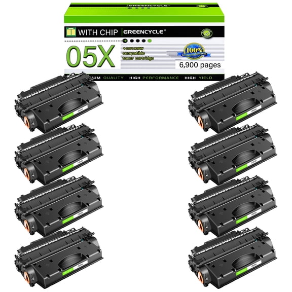 GREENCYCLE 8 Pack Compatible CE505X Black Toner Cartridge Replacement for 05X High Yield Toner Use with Laserjet P2050 P2055 P2055d P2055dn P2055x Series Printer