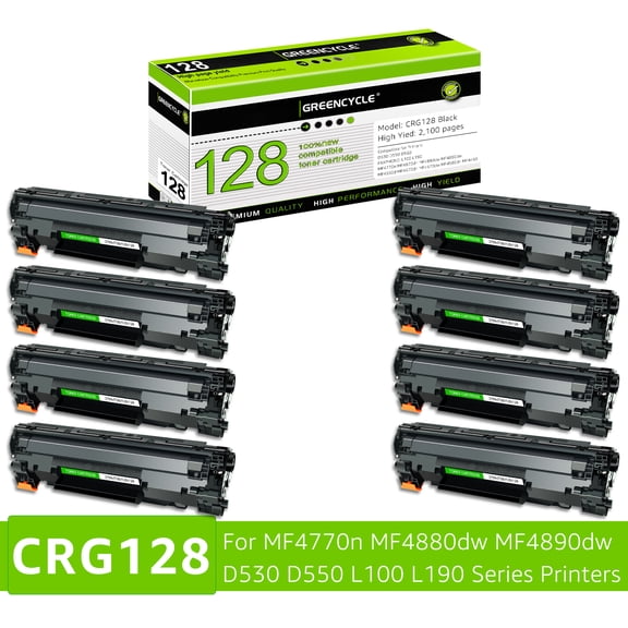 GREENCYCLE 8 Pack Compatible CRG128 Black Toner Cartridge Replacement for Canon 128 C128 High Yield Toner Use with ImageClass D530 D550 MF4400 MF4770n MF4870dn Printer