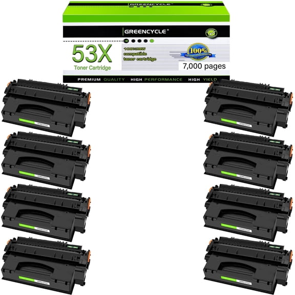GREENCYCLE 8 Pack Compatible for HP 53X Q7553X 49X Q5949X Black Toner Cartridge Replacement with 1320 1320n 1320nw 3390 3392 M2727nf P2015dn P2015 P2014 P2010 Printer