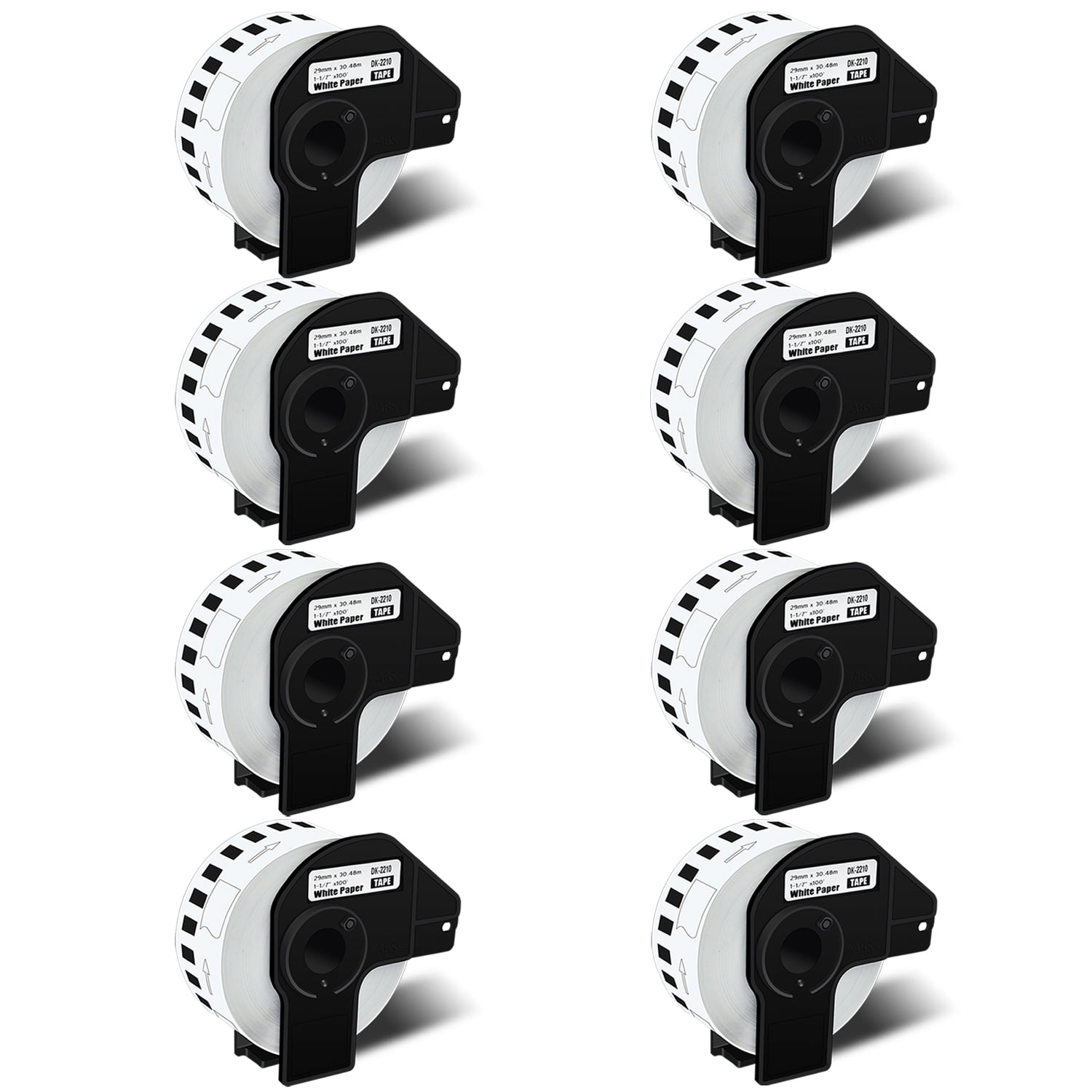 GREENCYCLE 8 Roll 29mm(1-1/7'')x 30.48m(100ft) Continuous White Paper Label Tape Compatible for Brother DK2210 DK-2210 with Cartridge Used in QL-500 QL-550 QL-570 QL-700 QL-800 Printer