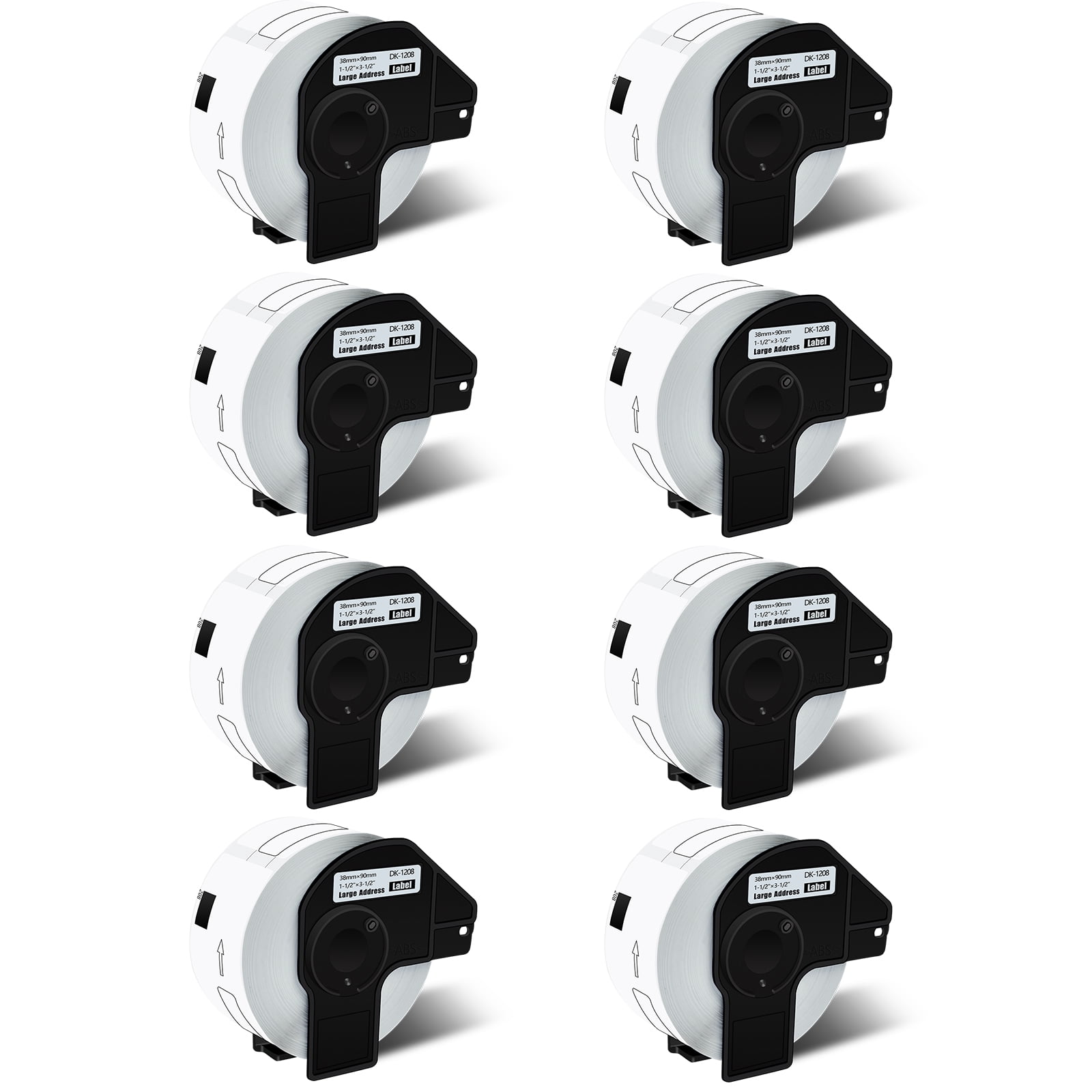 GREENCYCLE 8 Roll 38mm(1-1/2")x 90mm(3-1/2") Large Address Label Tape Compatible for Brother DK1208 DK-1208 with Cartridge Used in QL-500 QL-550 QL-570 QL-700 QL-800 Printer