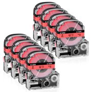 GREENCYCLE 8PK Black on Red Label Tape Compatible for EPSON LK-4RBP LC-4RBP9 SC12RW 12mm 1/2x 8m 26.2ft LabelWorks Printer