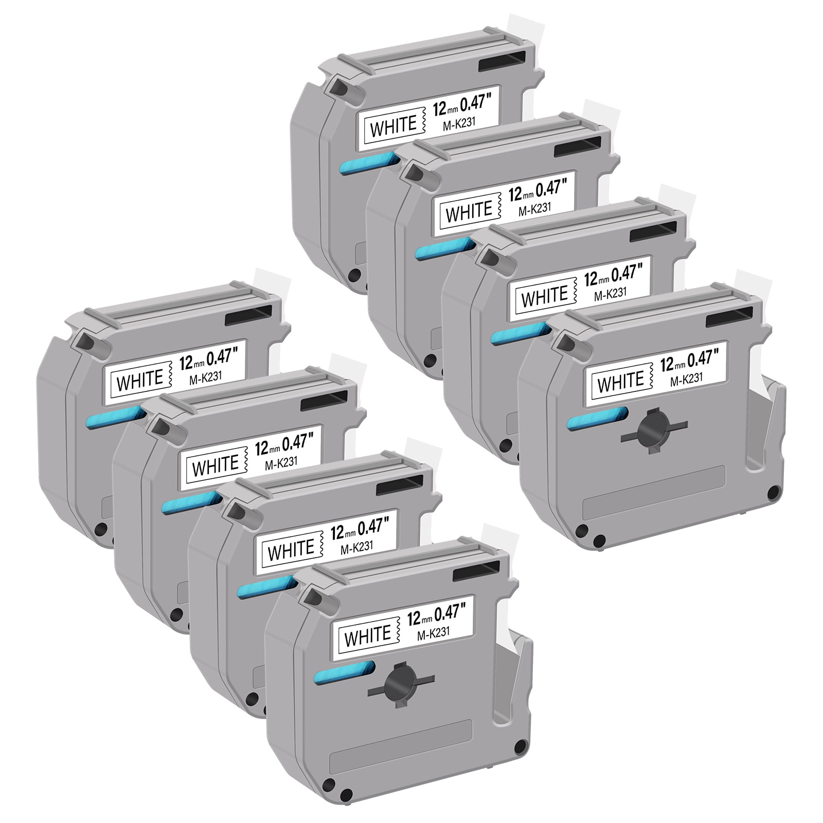 GREENCYCLE 8PK Compatible for Brother P-touch M Tape MK231 M-K231 M231 M-K231S 12mm 0.47" Black on White for Brother Ptouch PT-100 PT-M95 PT-90 PT-70 PT-65 PT-85 Label Maker Refills