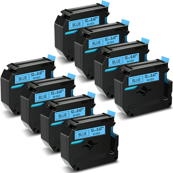 GREENCYCLE 8PK Compatible for Brother P-touch M Tape MK531 M-K531 M531 12mm 0.47" Black on Blue for Brother PT-100 PT-M95 PT-90 PT-70 PT-65 PT-85 Label Maker Refills