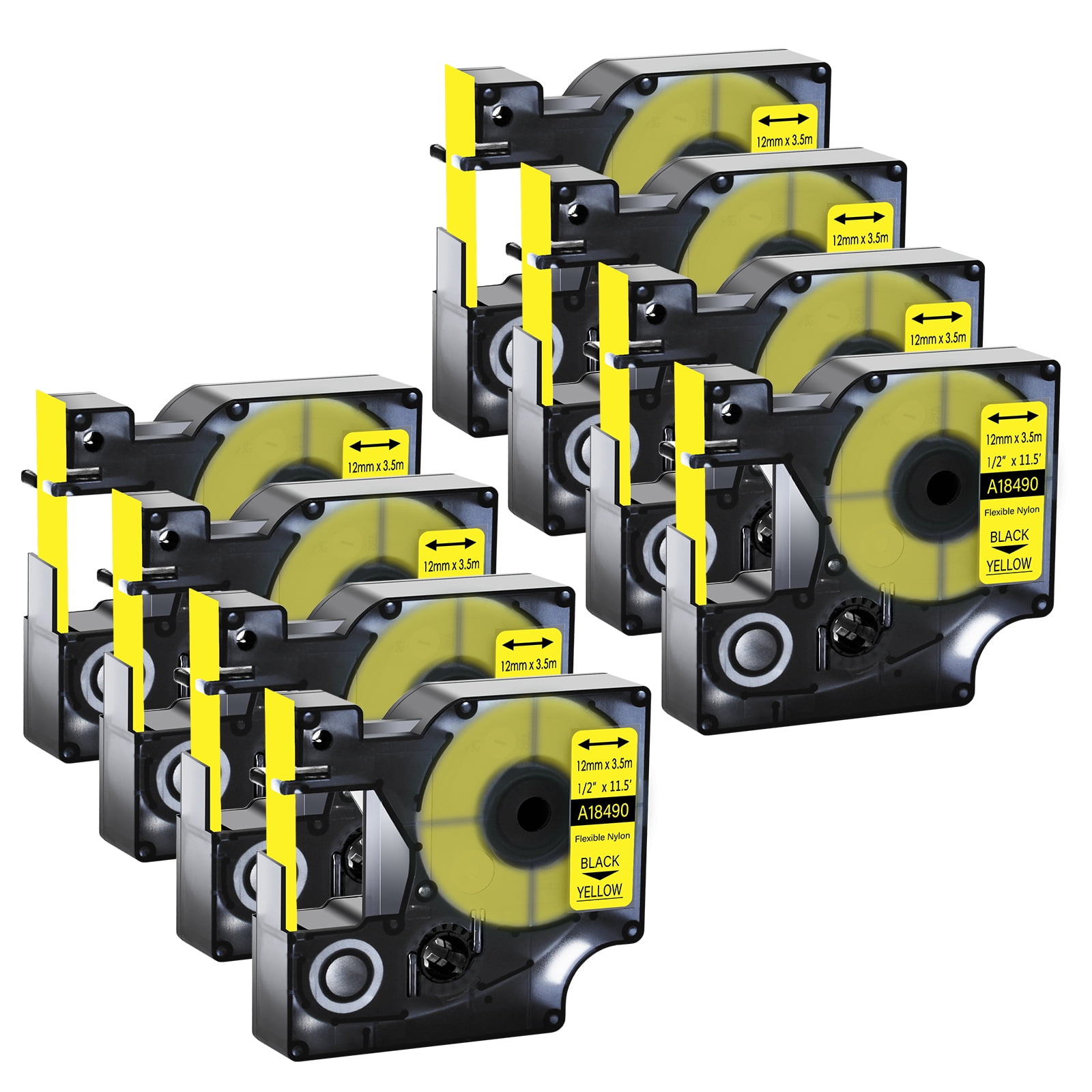 GREENCYCLE 8PK Compatible for DYMO 18490 12mm 1/2