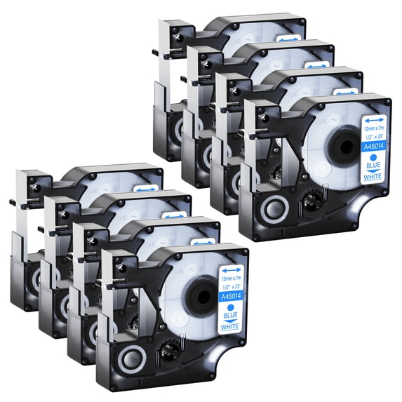 GREENCYCLE 8PK Compatible for DYMO D1 45014 12mm 7m Blue on White Label Tape for LabelManager LabelPoint LabelWriter Label Maker
