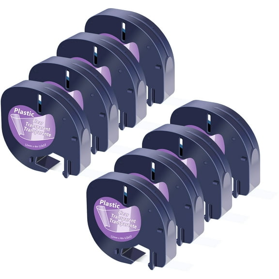 GREENCYCLE 8PK Compatible for DYMO LetraTag Refills 16952 12mm Black on Clear Plastic Label Maker Tape
