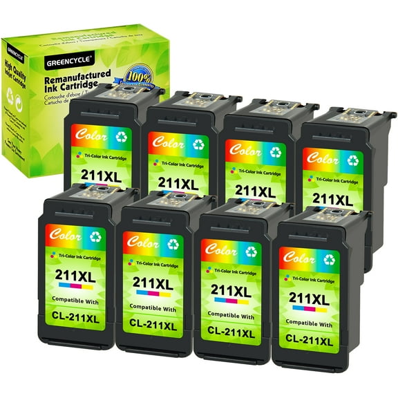 GREENCYCLE CL211XL ink cartridges Replacement for Canon High Yield CL-211XL 211 XL Compatible with PIXMA MX340 MX410 MP230 MP250 MP495 MP490 IP2700 IP2702 Printer (8 Tri-Color)