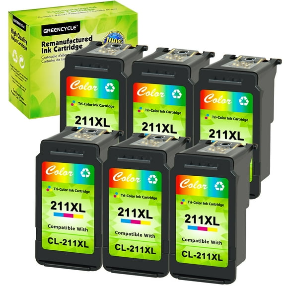 GREENCYCLE CL211XL ink cartridges Replacement for Canon High Yield CL-211XL 211 XL Compatible with PIXMA MX340 MX410 MP230 MP250 MP495 MP490 IP2700 IP2702 Printer (6 Tri-Color)