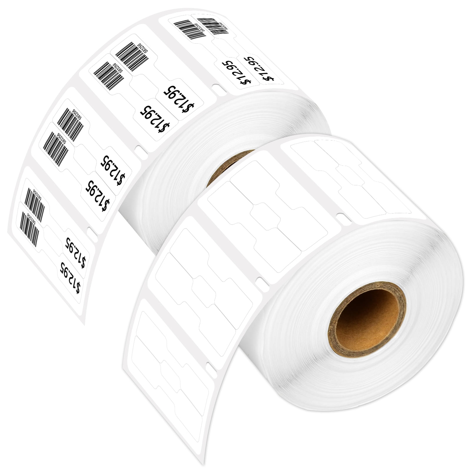GREENCYCLE Compatible for Dymo 30299 3/8" x 3/4" White Jewelry Price Tag 2-up Labels Barbell Style Labels LabelWriter Printer (2 roll, 1500 Labels/Roll)