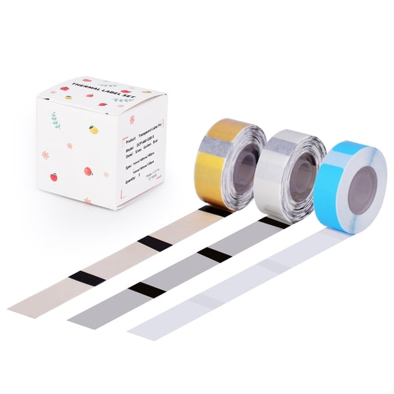 GREENCYCLE D30S Paper Labels Thermal Label Maker Tape Blue 14mm x 50mm and Gold Silver 14mm x 40mm Self-Adhesive Sticker Paper for D30S Portable Label Printer Waterproof Tear Proof, Total 3 Rolls