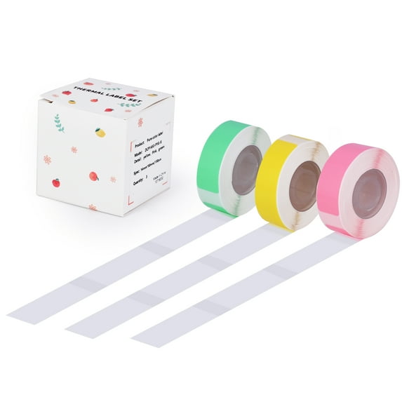 GREENCYCLE D30S Paper Labels Thermal Label Maker Tape Yellow Pink Green 14mm x 50mm (9/16" x 1 15/16") Self-Adhesive Sticker Paper for D30S Portable Label Printer Tear Proof, 3 Rolls-130 Labels/Roll