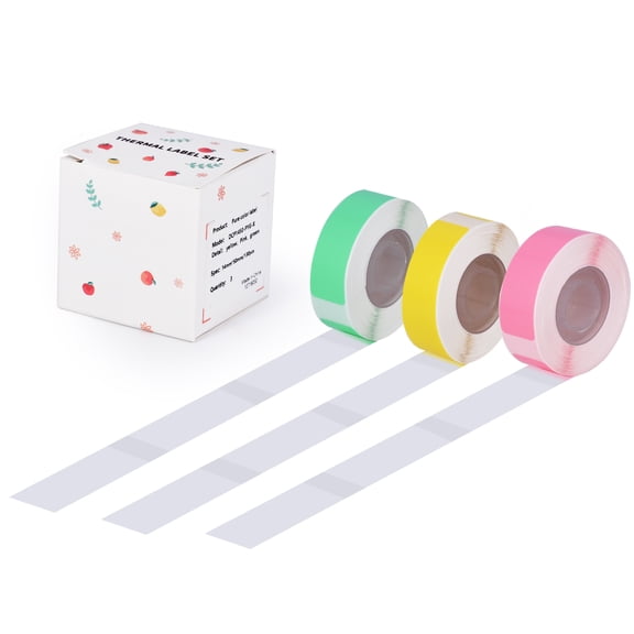 GREENCYCLE D30S Paper Labels Thermal Label Maker Tape Yellow Pink Green 14mm x 50mm (9/16" x 1 15/16") Self-Adhesive Sticker Paper for D30S Portable Label Printer Tear Proof, 3 Rolls-130 Labels/Roll