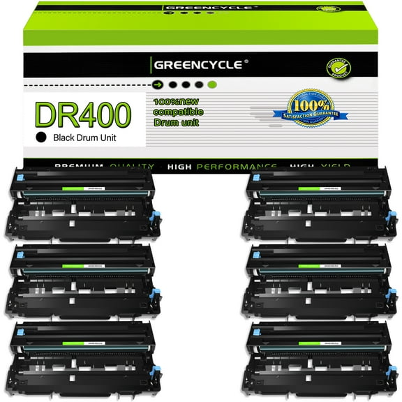 GREENCYCLE DR400 Drum Unit Compatible Replacement for Brother DR-400 to use with DCP-1200 HL-1240 MFC-8300 MFC-9750 MFC-9800 Intellifax 4100 4750 5750 Printer (Black,6-Pack)
