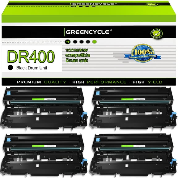 GREENCYCLE DR400 Drum Unit Compatible Replacement for Brother DR-400 to use with DCP-1200 HL-1240 MFC-8300 MFC-9750 MFC-9800 Intellifax 4100 4750 5750 Printer (Black,4-Pack)