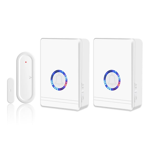 GREENCYCLE Doors Chime for Business When Enter, Doors Sensor with Chime, Wireless door bell for Home with LED Indicators 600 Ft Long Range, 48 Chimes, 5 Volume Levels, 2 Receiver and 1 Sensor